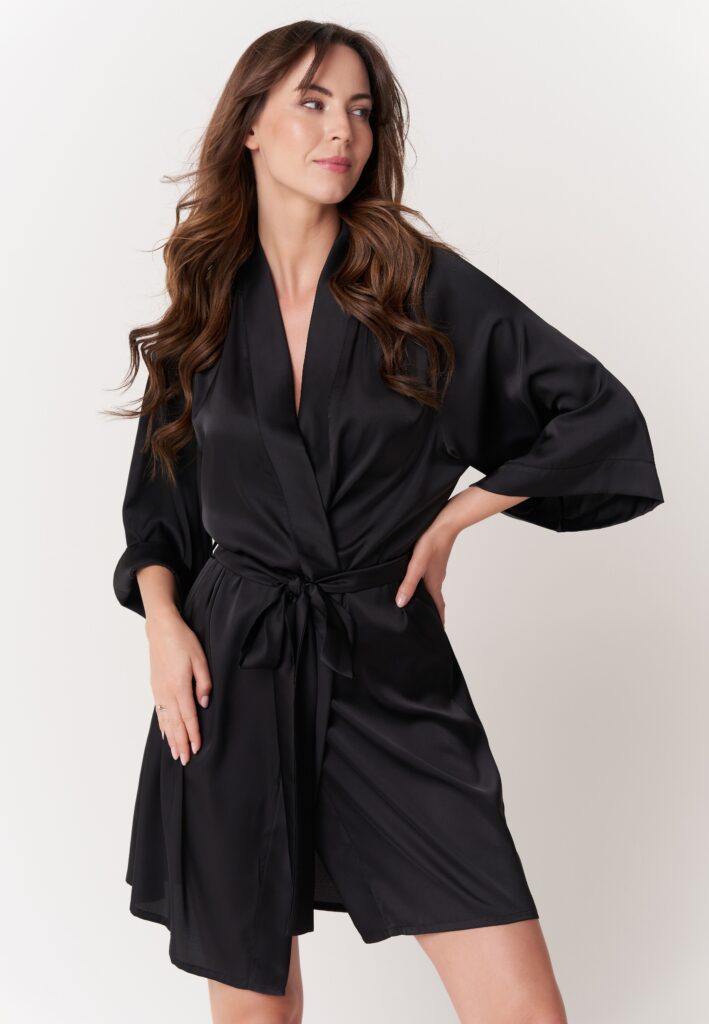 HARMONY kimono satynowe krótkie black